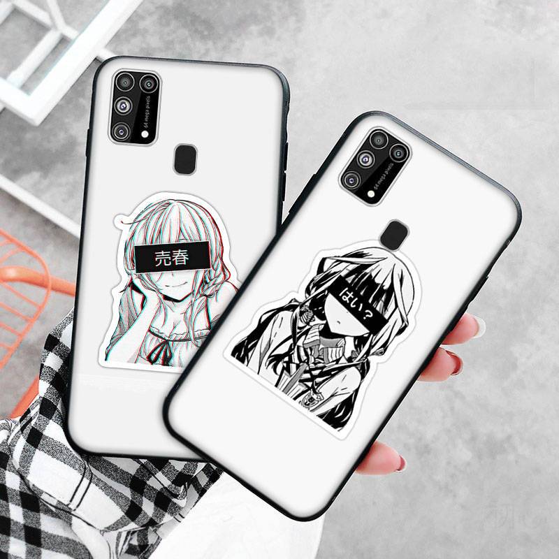 Schwarze Hülle für Xiaomi Redmi 13C Note 9 iPhone XR 7 8 14 15 11 12 13 X XS Pro Max Samsung A25 S23 S24 FE Ultra Plus Sticker Anime Girl Samsung S9 Plus tiefseeblau von Joom DACH