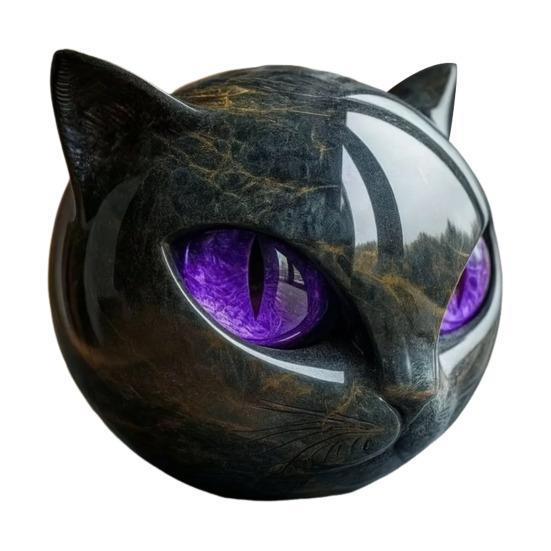 Schwarze Katze Stein Katzenkopf Skulptur Marmor Textur Heilsteine Schwarze Katze 1pc violett von Joom DACH