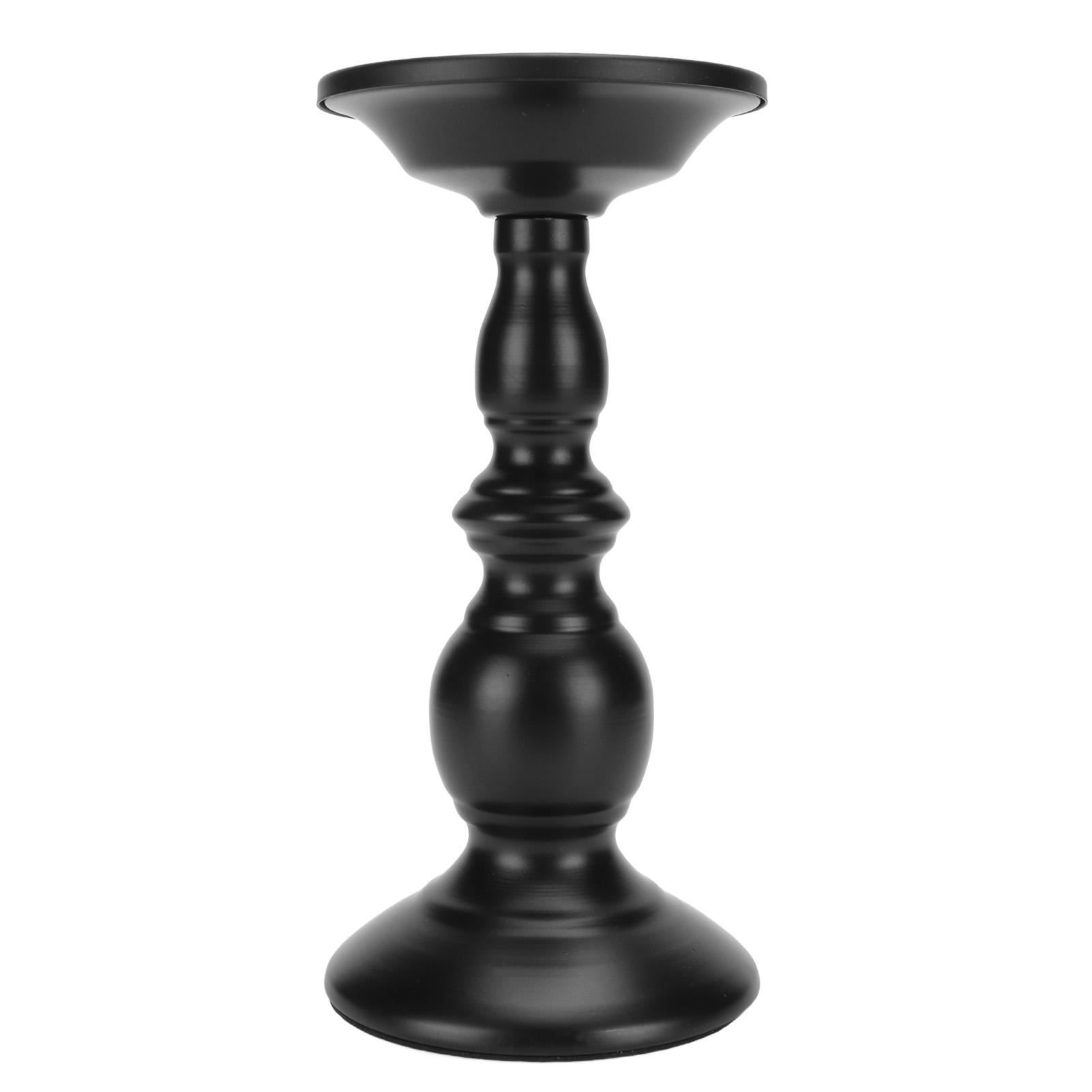 Schwarze Metall-Säulenkerzenhalter Poliert Rostschutz Kerzenhalter mit rutschfestem Boden von Joom DACH