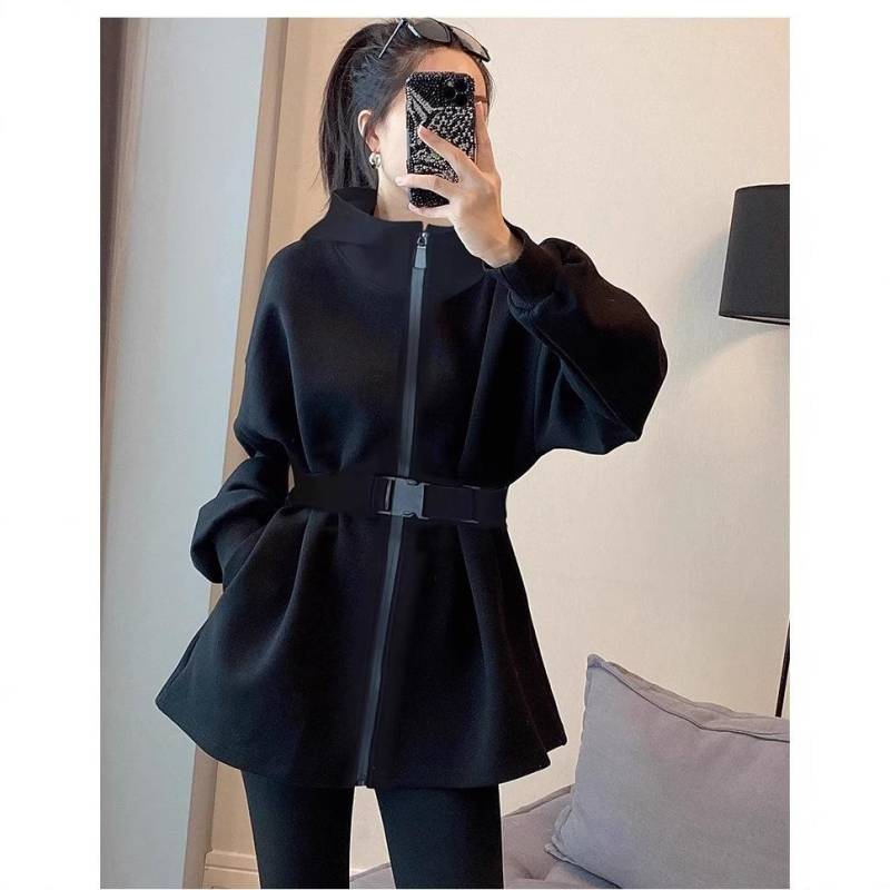 Schwarze Mode Kapuzenpullover Jacke Damen Design Taille Top 2XL von Joom DACH