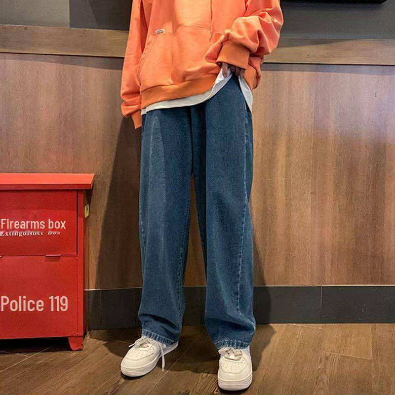 Schwarze Retro-Jeans mit weitem Bein für Herren – neuer Herbsttrend, High-Street-Style, gerade, lockere Passform, große Größen erhältlich. L dunkelblaue von Joom DACH