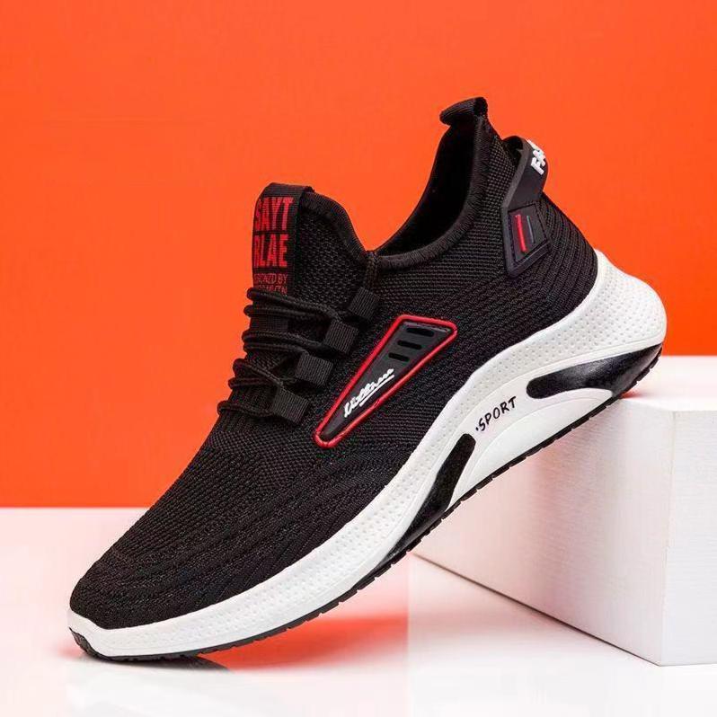 Schwarze Sportschuhe Mesh Atmungsaktive Herren-Clearance-Schuhe Weiche Sohle Rutschfeste Schuhe Neue Mode Frühling Herbst 39 schwarz von Joom DACH