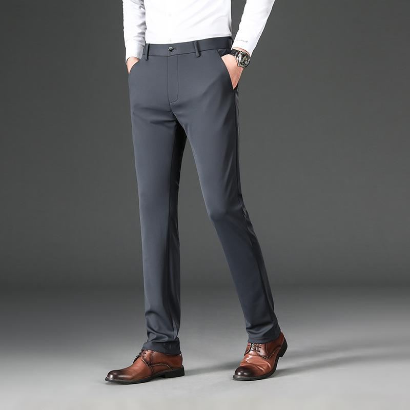 Schwarze bügelfreie Herren-Freizeithose mit geradem Bein, schmale Herbst- und Winter-Anzughose für Herren 31 von Joom DACH