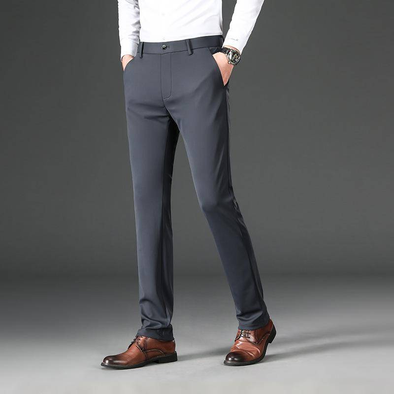 Schwarze bügelfreie Herren-Freizeithose mit geradem Bein, schmale Herbst- und Winter-Anzughose für Herren 31 von Joom DACH