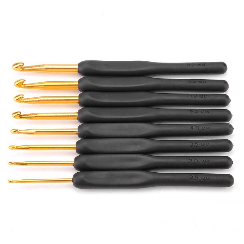 Schwarzer ABS-Harzgriff Häkelnadeln Set Aluminiumlegierung Haken Set Stricken Weben DIY Handwerk Nadel von Joom DACH