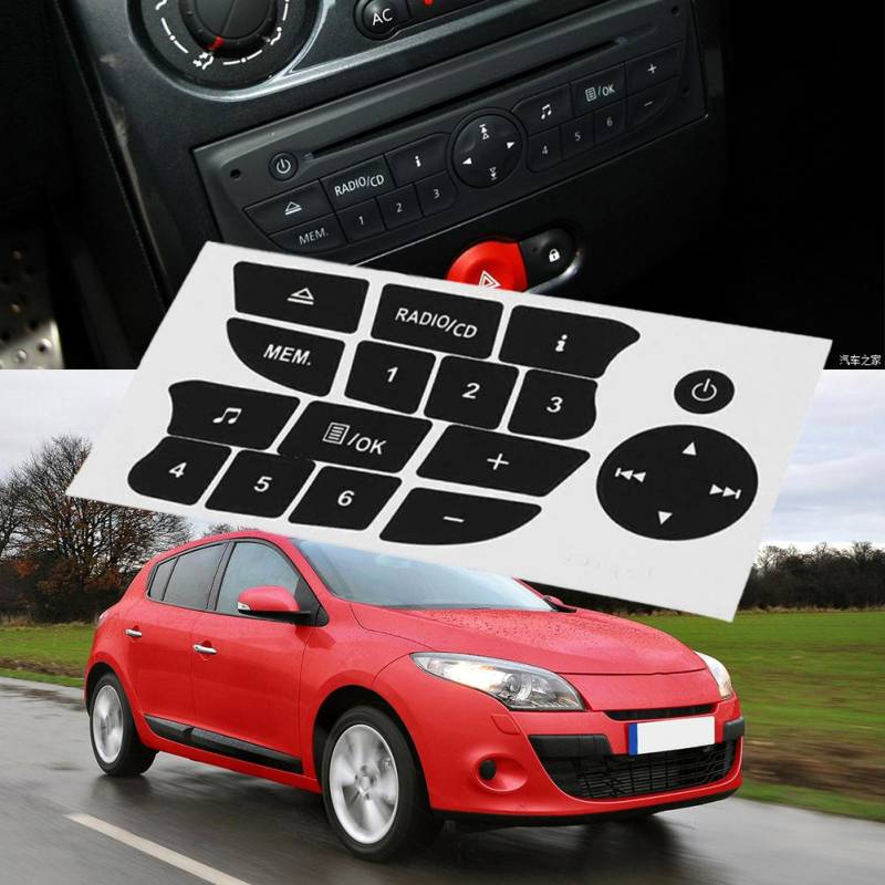 Schwarzer Button-Aufkleber für Auto, für Renault Clio 2009–2011 von Joom DACH