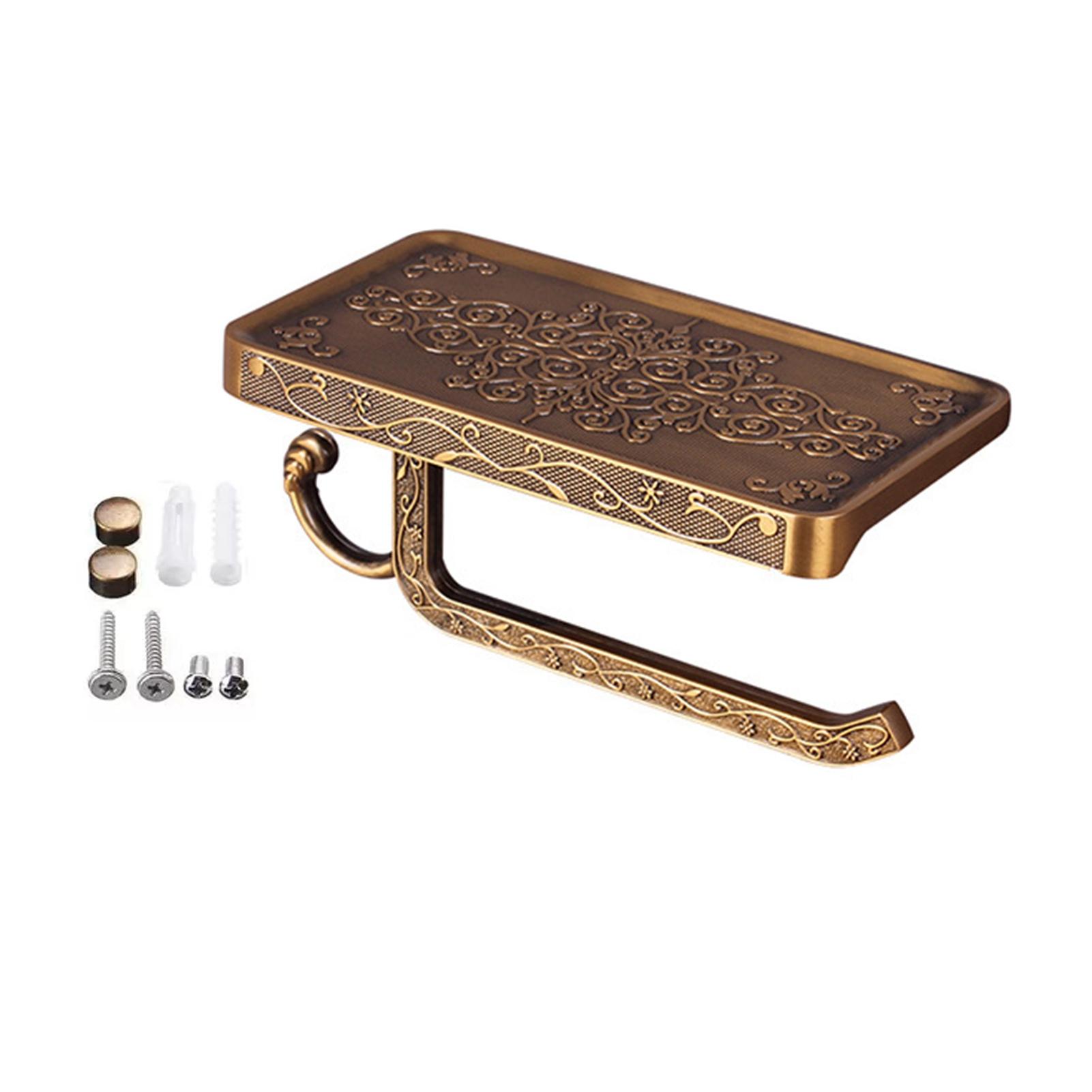 Schwarzer Papierrollenhalter mit Handyablage Aluminium Vintage Toilettenpapier Handtuchhalter für gold von Joom DACH