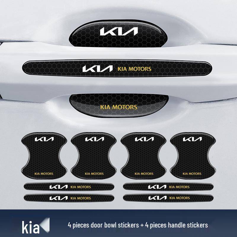 Schwarzer Reflektierender Rauten-Autotürgriffschutz: Kollisionsschutz, Kratzschutz, Verschleißfester Aufkleber 8-piece Set: Door Bowls + Handles von Joom DACH