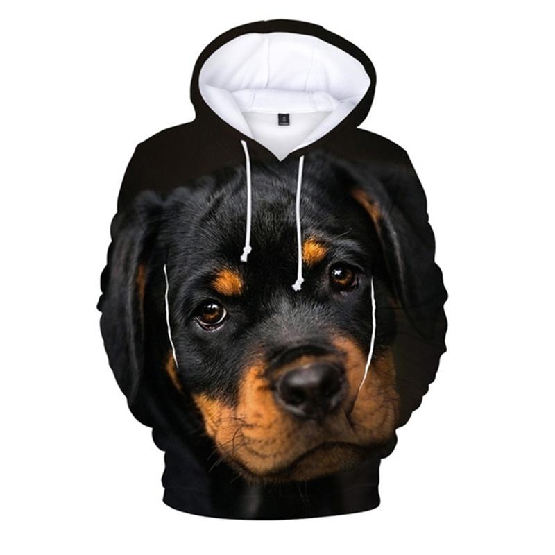 Schwarzer Rottweiler-Hunde-Hoodie für Männer 3D-Druck-Sweatshirts Frühling Herbst Hoodies Frauen Mode Pullover Streetwear Kindermantel 3XL von Joom DACH