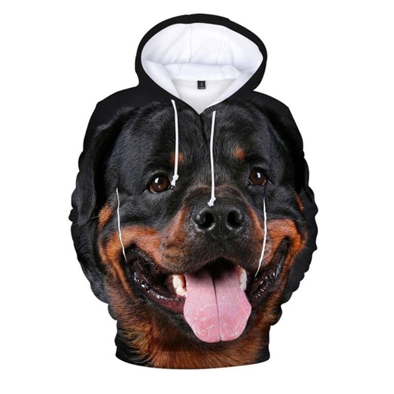 Schwarzer Rottweiler-Hunde-Hoodie für Männer 3D-Druck-Sweatshirts Frühling Herbst Hoodies Frauen Mode Pullover Streetwear Kindermantel L von Joom DACH
