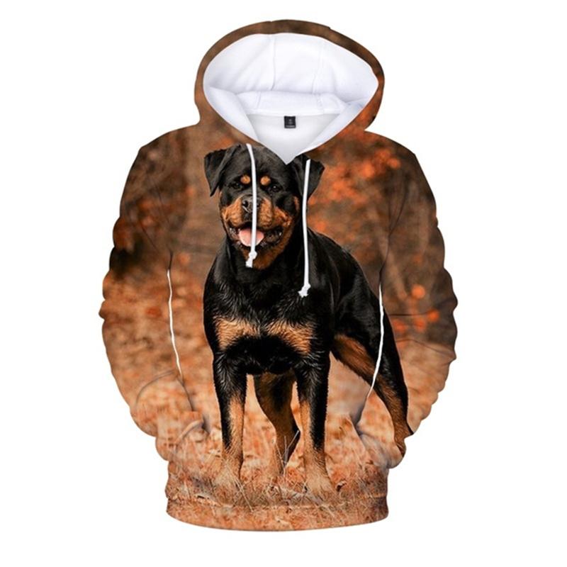 Schwarzer Rottweiler-Hunde-Hoodie für Männer 3D-Druck-Sweatshirts Frühling Herbst Hoodies Frauen Mode Pullover Streetwear Kindermantel S von Joom DACH