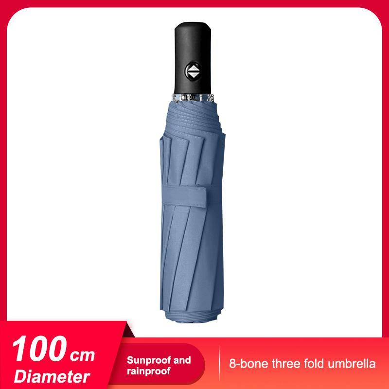 Schwarzer Vinyl-Regenschirm „Rain and Shine“ mit doppeltem Verwendungszweck, acht Rippen, manuelles Öffnen und Schließen, 99 cm Durchmesser, umgekehrt blau von Joom DACH