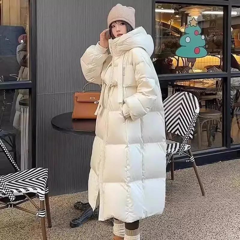 Schwarzer Wintermantel Damen Dicke Baumwollparkajacke Koreanische Übergroße lose Kapuzenmäntel Weiblicher lässiger langer Mantel S beige von Joom DACH