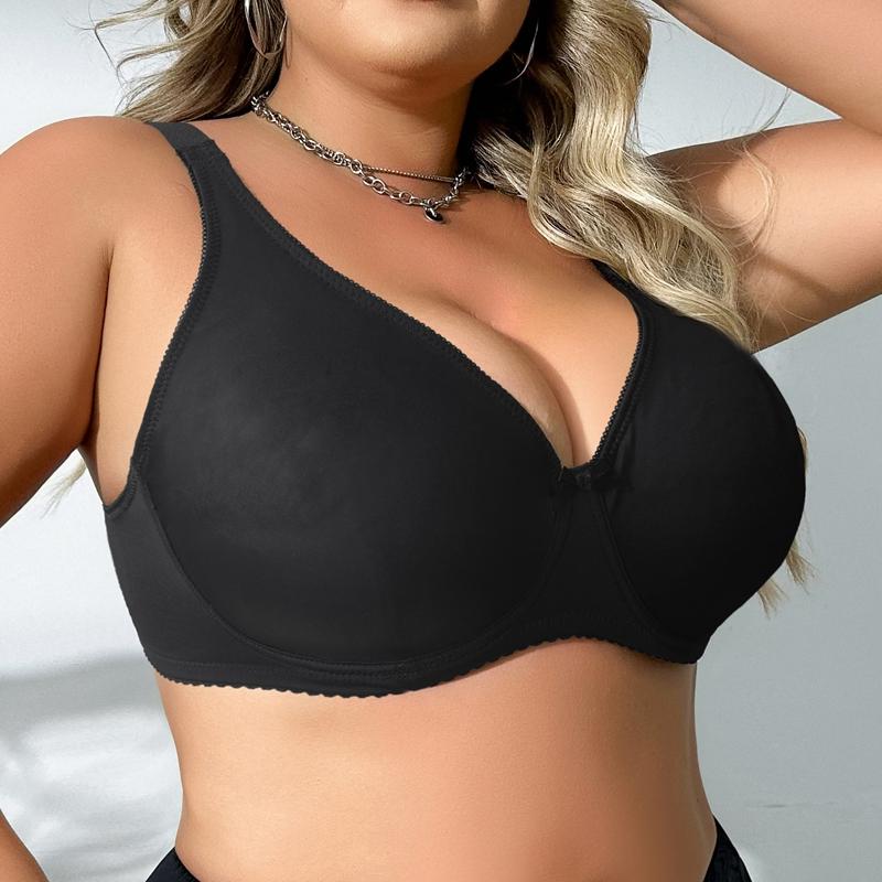 Schwarzer nahtloser Damen-BH in Übergröße, doppellagig, Eisseide, bequeme Dessous mit breiten Trägern und Bügel-Stahlstütze, Bralette, 85-110 CD-Cup 110D schwarz von Joom DACH