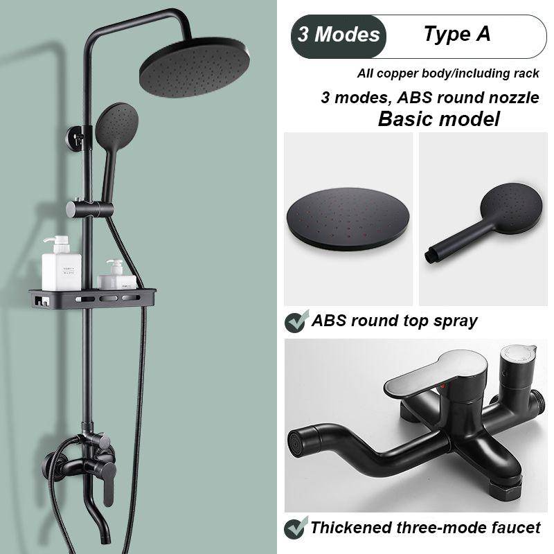 Schwarzes Duschset für Zuhause, komplettes Kupfer-Badezimmer-Booster-Dusche, Badezimmer-Badezimmer-Duschset A schwarz von Joom DACH