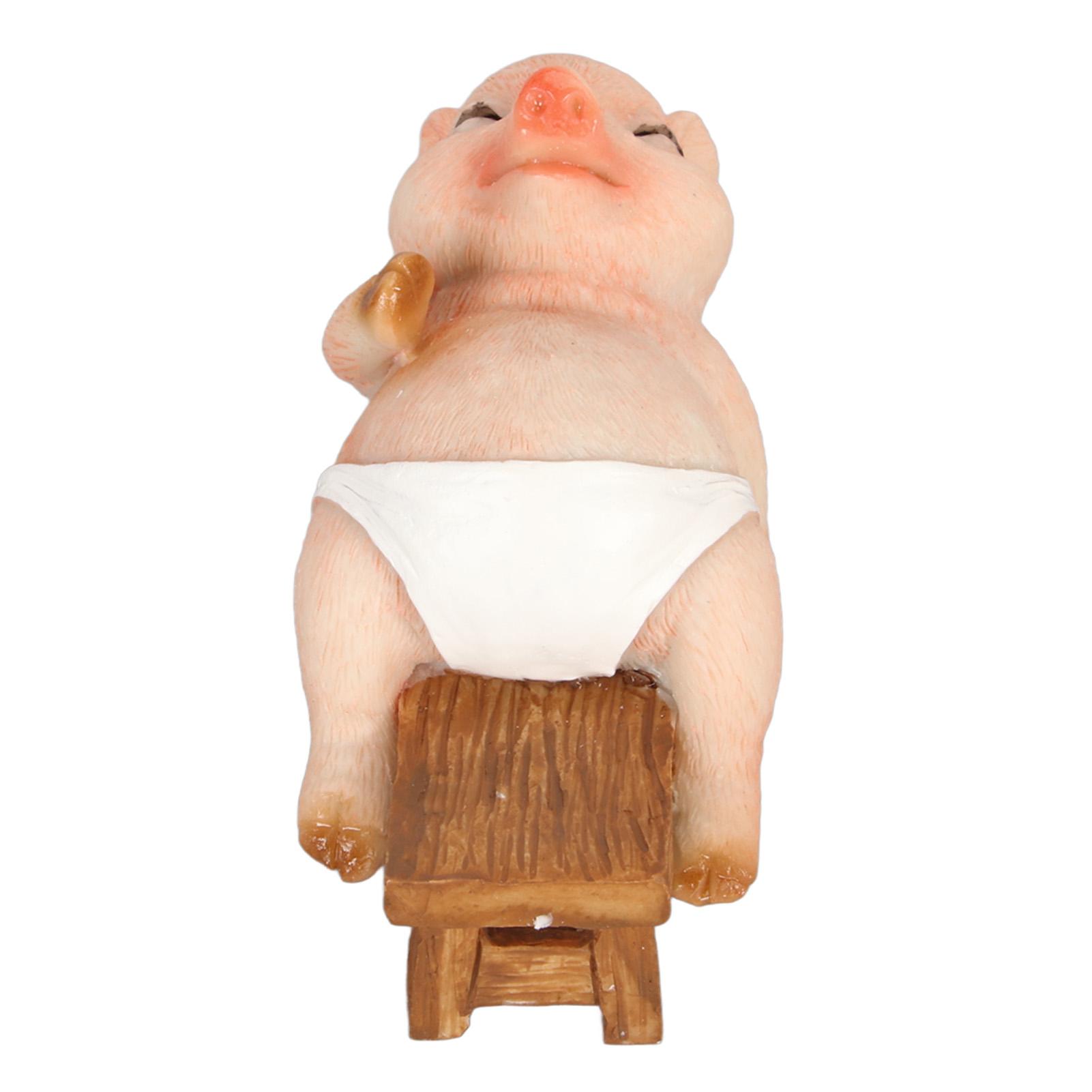 Schwein Statue Niedlich Rustikal Lebensechter Look Liegend auf Bank Langlebiges Harz Reichhaltige Details Ferkel Figur für von Joom DACH