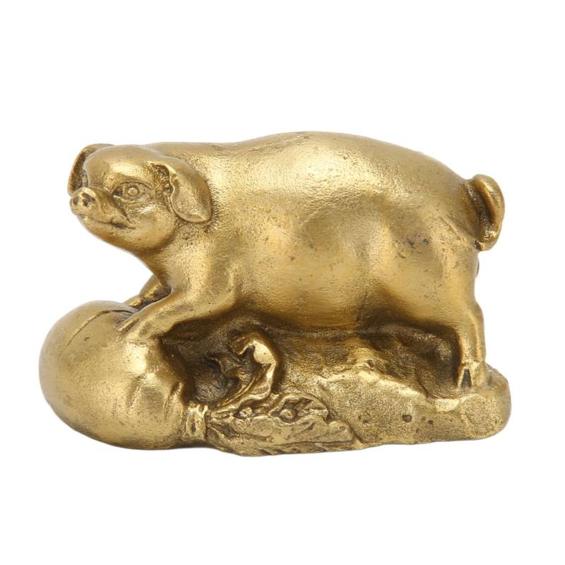Schweinestatue Reichtumsanhäufung Exquisite Niedliche Messing Glücksschwein Statue Tierstatue für Schreibtisch Bücherregal von Joom DACH