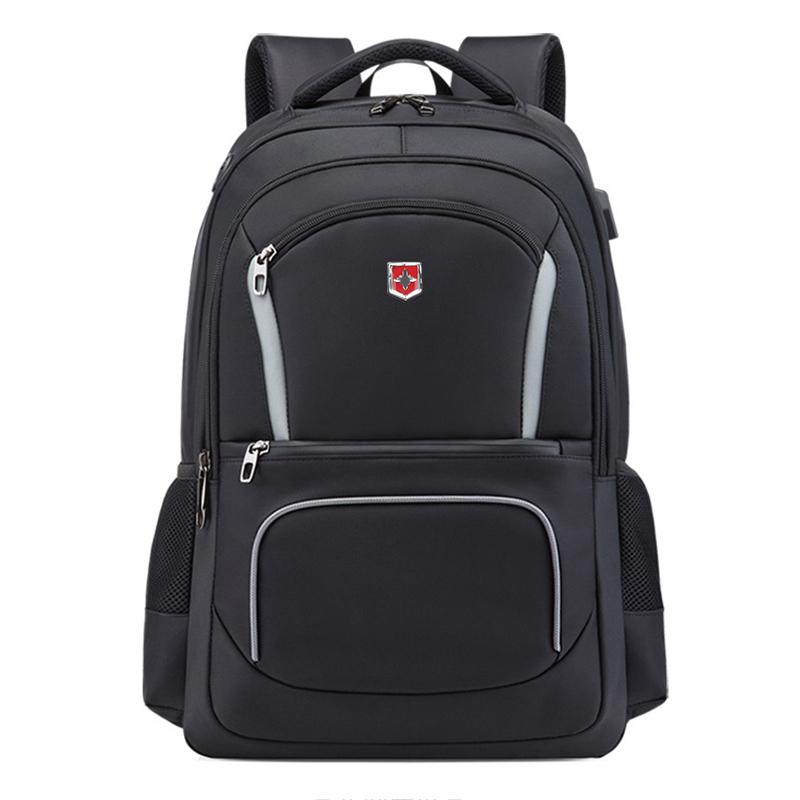 Schweizer neuer wasserdichter Herren-Rucksack 17 Zoll Laptop Schultaschen Mode USB-Lade-Reiserucksack Frauen Mochila Männlich 17 Inches schwarz von Joom DACH