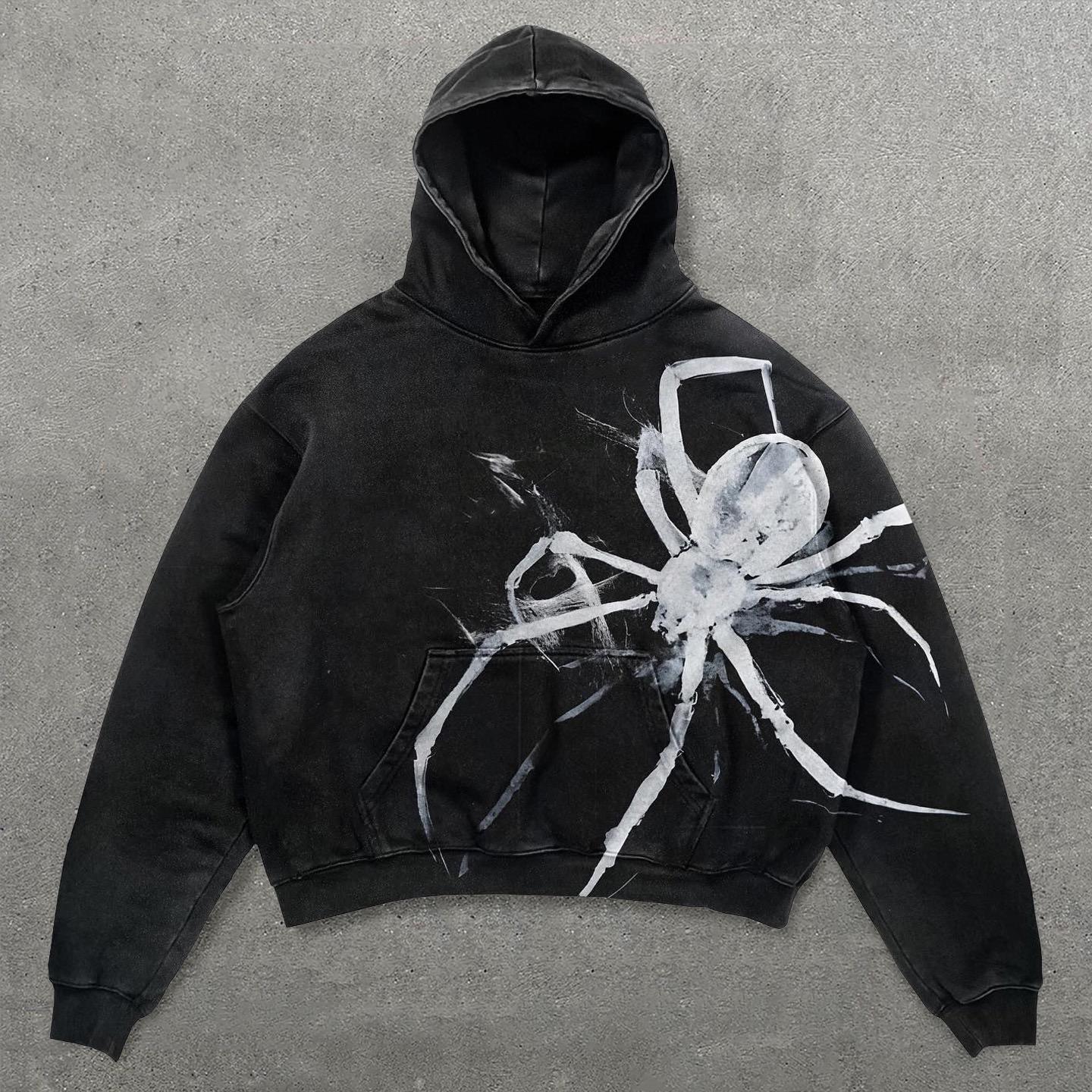 Schwer gewaschenes Herren-Hoodie-Sweatshirt Y2k Gothic Kleidung Retro Streetwear Muster Damen Pullover Lässig Mode für Männer Harajuku XXL von Joom DACH