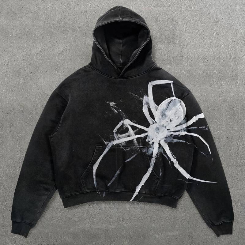 Schwer gewaschenes Herren-Hoodie-Sweatshirt Y2k Gothic Kleidung Retro Streetwear Muster Damen Pullover Lässig Mode für Männer Harajuku XXL von Joom DACH