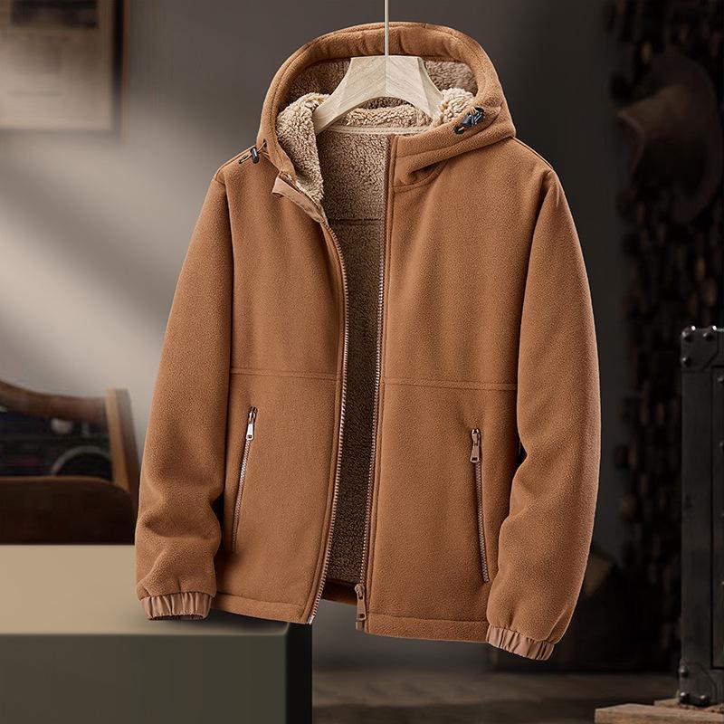 Schwere Fleecejacke mit Kapuze für Herren – dicker, warmer, lässiger Cardigan aus Lammfleece für Herbst und Winter. 3XL von Joom DACH