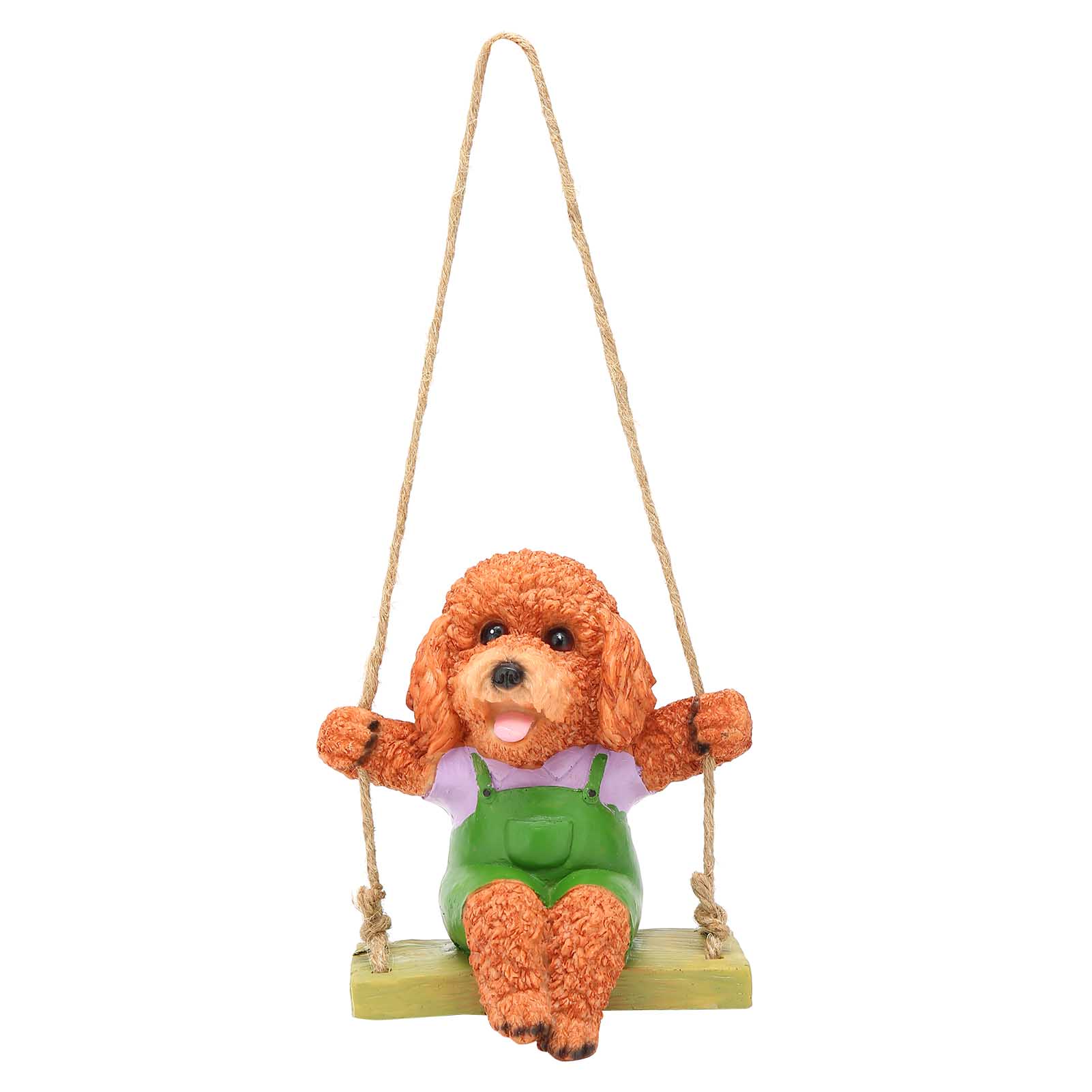 Schwingendes Tier Hängender Teddy Hund Cartoon Gartendekoration Anhänger Stil Harz Statue HandwerkBraun von Joom DACH