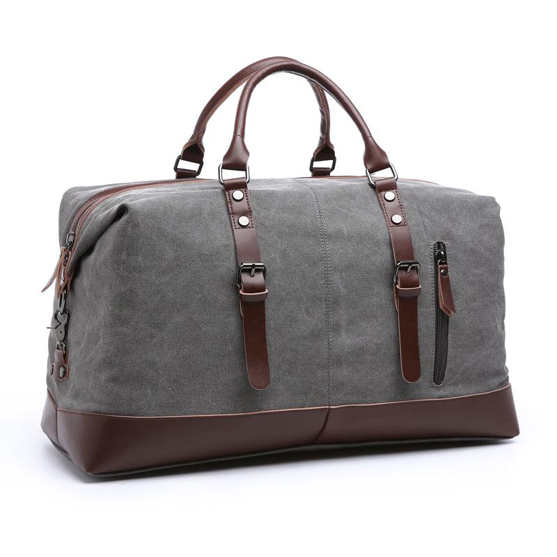 Scione Canvas Leder Reisehandgepäck Duffel Reisetasche Große Wochenendübernachtungstasche für Männer graue von Joom DACH