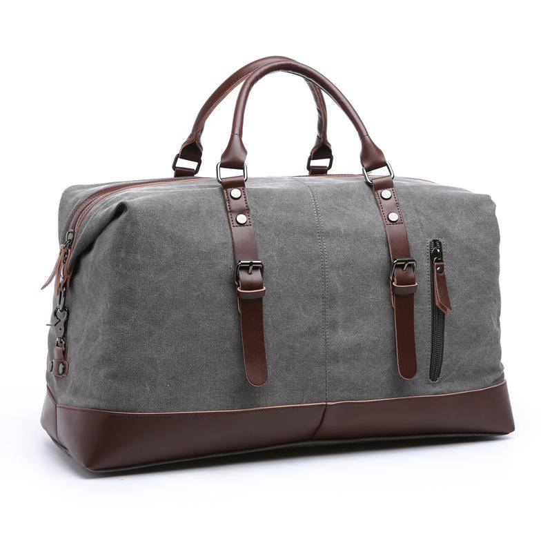 Scione Canvas Leder Reisehandgepäck Duffel Reisetasche Große Wochenendübernachtungstasche für Männer graue von Joom DACH