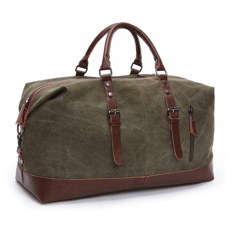 Scione Canvas Leder Reisehandgepäck Duffel Reisetasche Große Wochenendübernachtungstasche für Männer grün von Joom DACH