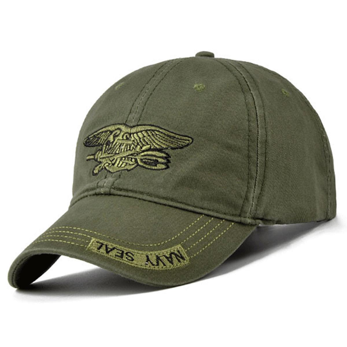 Seals Baseballmütze, modische goldene Stickerei, Papa-Mütze, Baumwoll-Sportmütze, verstellbare Snapback-Mützen für Herren armee grüne von Joom DACH