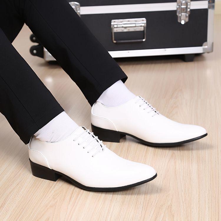 Season Korean Fashion Hair Stylist Herrenschuhe Weiße spitze Lederschuhe Hochzeitsschuhe Britische Herren Freizeitschuhe 41 weiß von Joom DACH