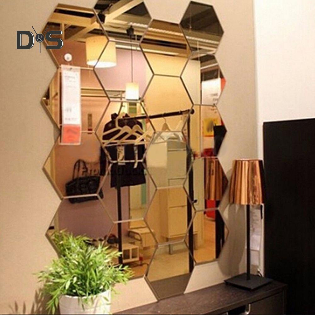 Sechseckiger, selbstklebender Wandaufkleber mit Spiegeleffekt, Wohnzimmer-Aufkleber, Dekor 126*110*63mm goldgelb Sechseckiger, selbstklebender Wandaufkleber mit Spiegeleffekt, Wohnzimmer-Aufkleber, Dekor 126*110*63mm goldgelb von Joom DACH