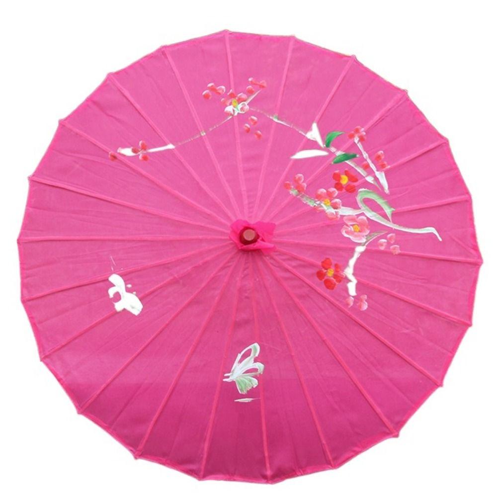 Seidenölpapier Regenschirm Chinesischer traditioneller faltbarer Tanzschirm Klassischer Tanz 56cm/22.05in dunkel rosa von Joom DACH