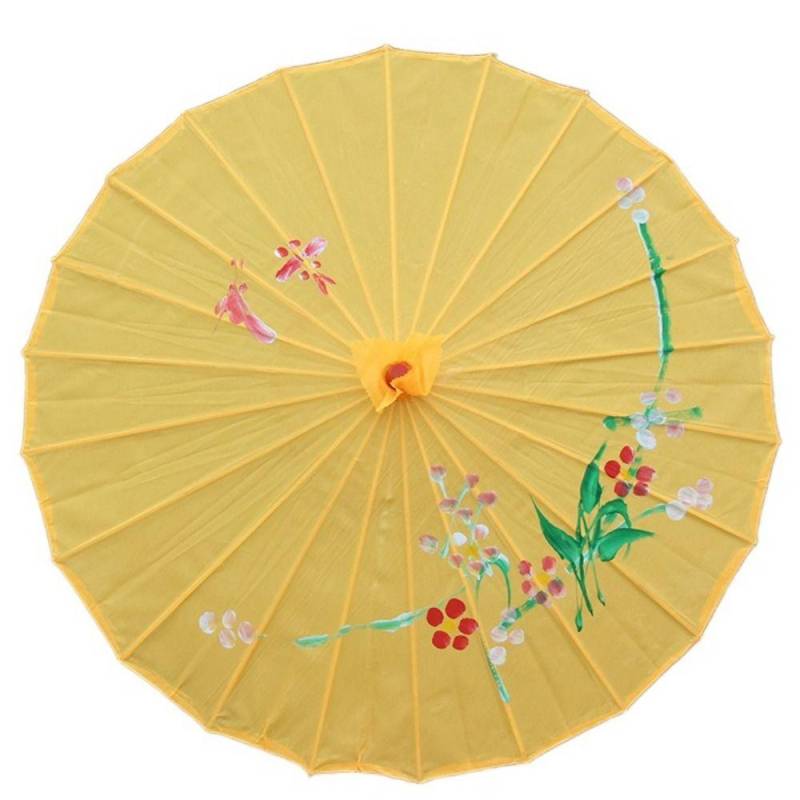 Seidenölpapier Regenschirm Chinesischer traditioneller faltbarer Tanzschirm Klassischer Tanz 56cm/22.05in gelb von Joom DACH