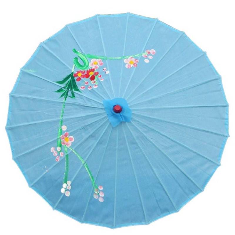 Seidenölpapier Regenschirm Chinesischer traditioneller faltbarer Tanzschirm Klassischer Tanz 82cm/32.28in blau von Joom DACH