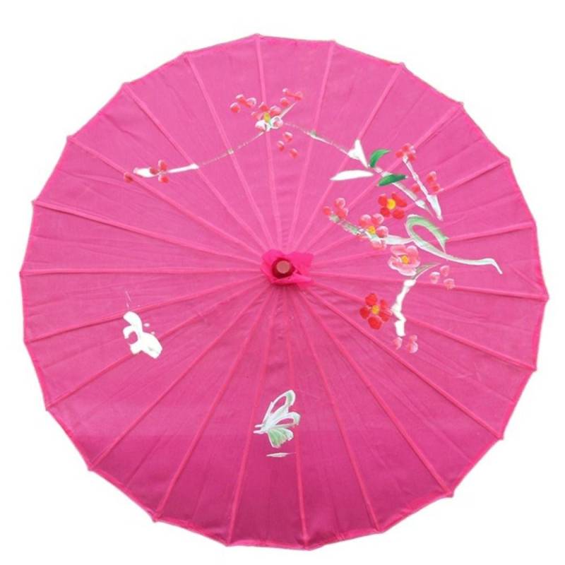 Seidenölpapier Regenschirm Chinesischer traditioneller faltbarer Tanzschirm Klassischer Tanz 82cm/32.28in dunkel rosa von Joom DACH