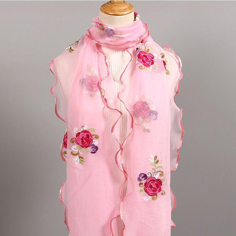 Seidenschal Vielseitig Für Damen, Vergrößerter Herbst- Und Winterschal, Langer Bestickter Schal Mit Rüschenrand, Äußerer Halsschutzschal von Joom DACH