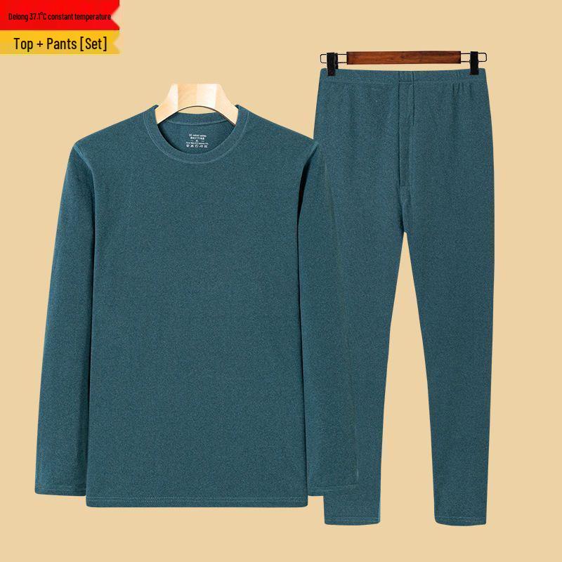 Selbsterwärmender doppelseitiger Herren-Thermo-Unterwäscheanzug aus deutschem Samt - Plus Samt Dick Herbst/Winter-Kleidung (1/2 Stück) 4XL for 170-190 lbs grün von Joom DACH