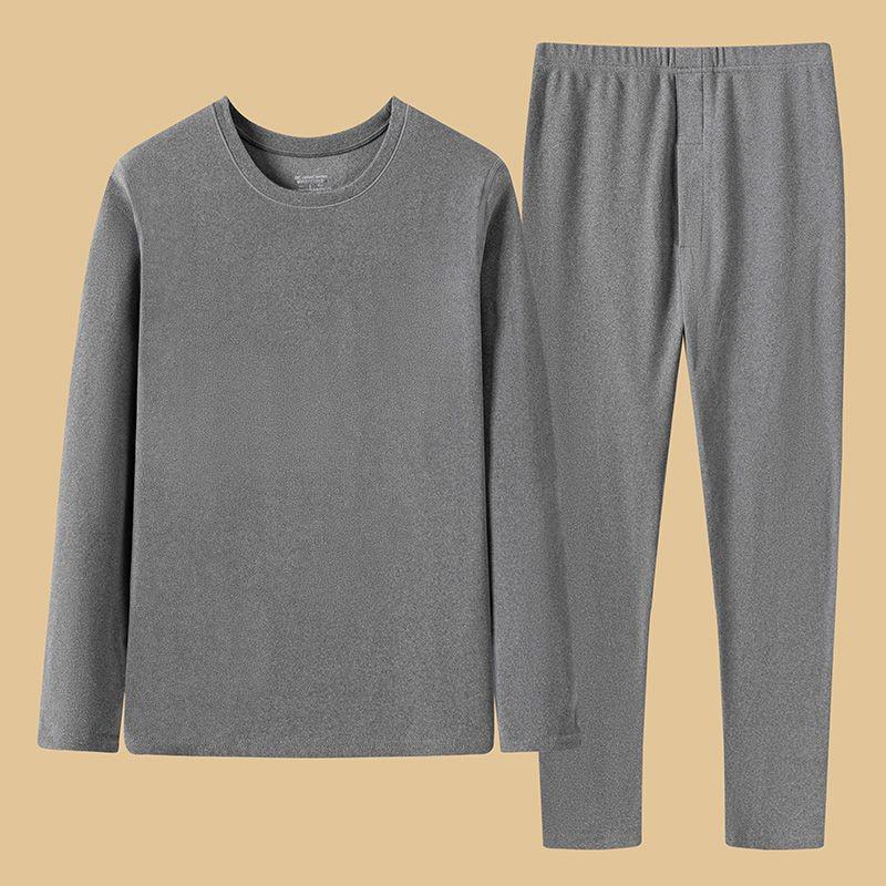 Selbsterwärmender doppelseitiger Herren-Thermo-Unterwäscheanzug aus deutschem Samt - Plus Samt Dick Herbst/Winter-Kleidung (1/2 Stück) 4XL for 170-190 lbs licht grau von Joom DACH