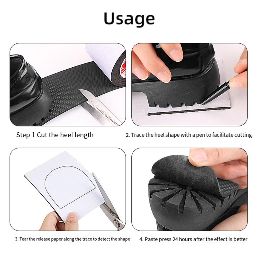 Selbstklebende Schuhsohlenaufkleber Schuhsohlenschutz Selbstklebende Schuhe Anti-Rutsch-Kissen Ersatzsohlenaufkleber 5cm*1m schwarz von Joom DACH
