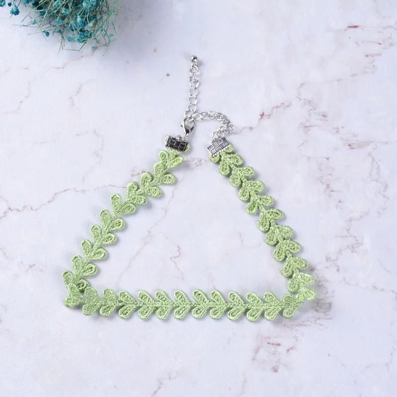 Sen-Serie weicher Schwester-Schmuck für Mädchen, grünes Halsband, pfirsichfarbenes Herz, Schleife, Halskette, Halsband, Schlüsselbeinkette von Joom DACH