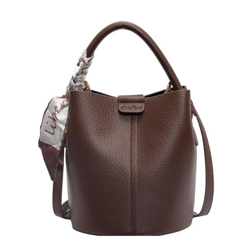 Senior Sense Retro Farbe Kleine Tasche Damen Neue Umhängetasche Super Fire Bucket Bag kaffeebraun von Joom DACH