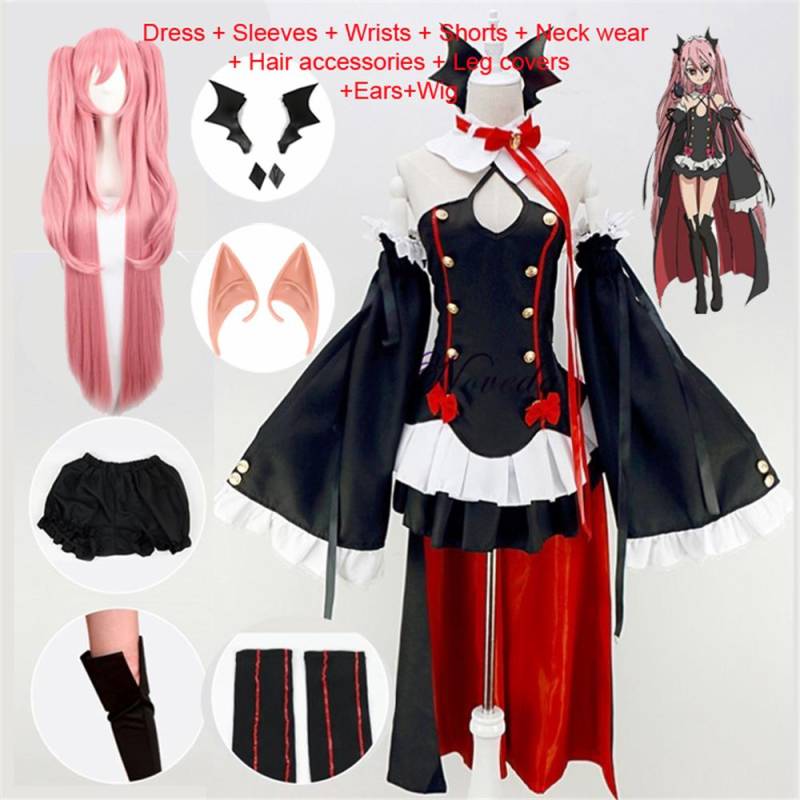 Seraph Of The End Owari no Seraph Krul Tepes Cosplay Kostüm Uniform Perücke Cosplay Anime Hexe Vampir Halloween Kostüm für Frauen S von Joom DACH