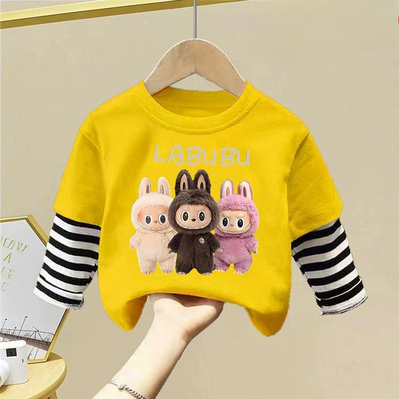 Serie Sommer Reine Baumwolle Langarm Rundhals T-Shirts für Jungen und Mädchen 130 von Joom DACH