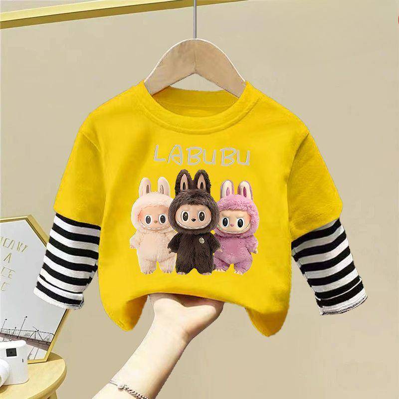 Serie Sommer Reine Baumwolle Langarm Rundhals T-Shirts für Jungen und Mädchen 130 von Joom DACH