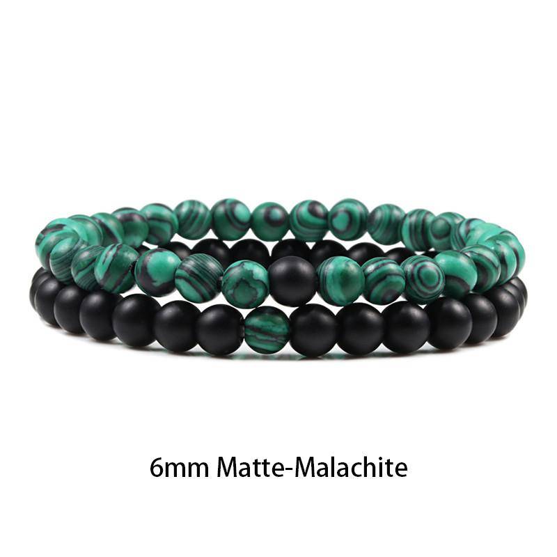 Set Armband Paare Distanz Schwarz Weiß Natur Lavastein Tigerauge Perlen Yoga Armbänder für Männer Frauen Elastisches Seil Schmuck von Joom DACH