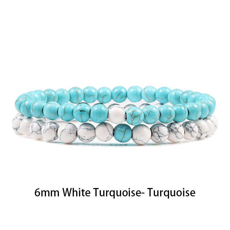 Set Armband Paare Distanz Schwarz Weiß Natur Lavastein Tigerauge Perlen Yoga Armbänder für Männer Frauen Elastisches Seil Schmuck von Joom DACH