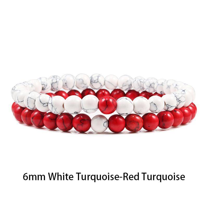 Set Armband Paare Distanz Schwarz Weiß Natur Lavastein Tigerauge Perlen Yoga Armbänder für Männer Frauen Elastisches Seil Schmuck von Joom DACH