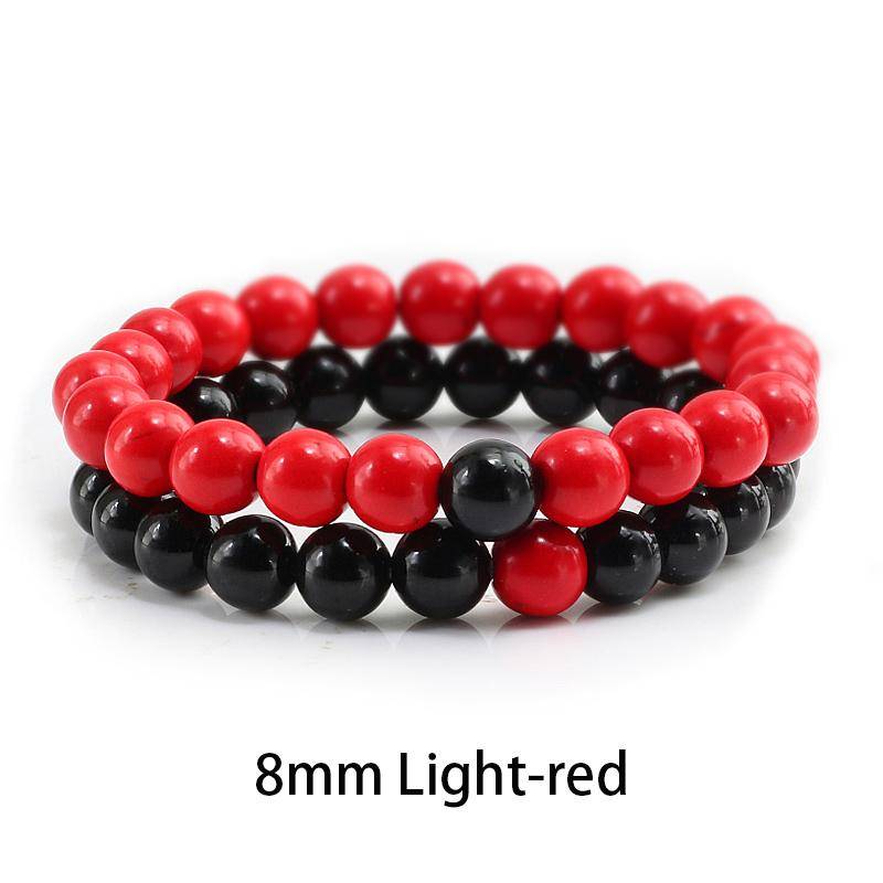 Set Armband Paare Distanz Schwarz Weiß Natur Lavastein Tigerauge Perlen Yoga Armbänder für Männer Frauen Elastisches Seil Schmuck von Joom DACH