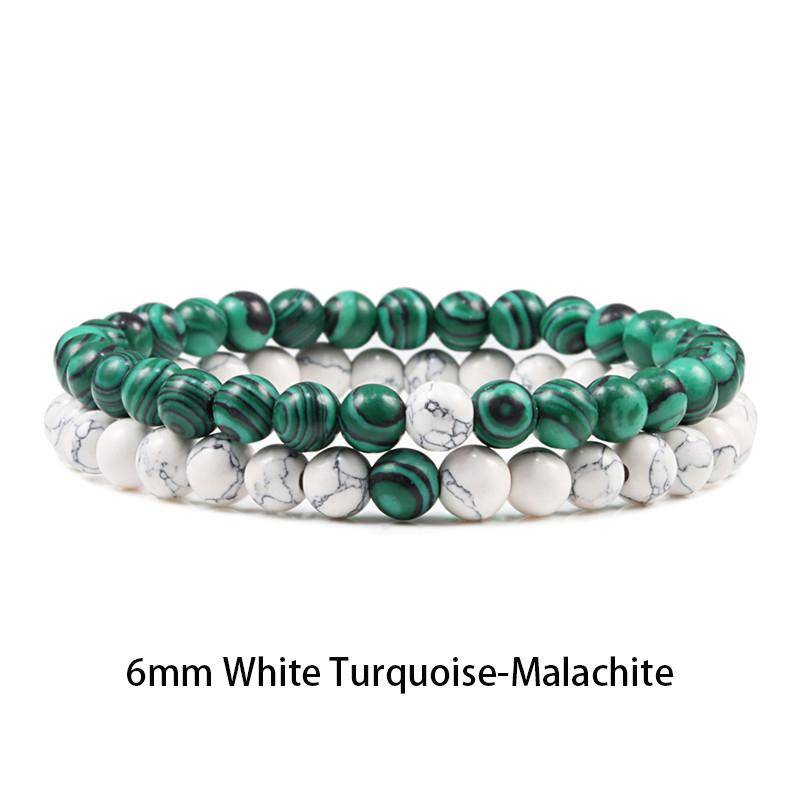 Set Armband Paare Distanz Schwarz Weiß Natur Lavastein Tigerauge Perlen Yoga Armbänder für Männer Frauen Elastisches Seil Schmuck von Joom DACH